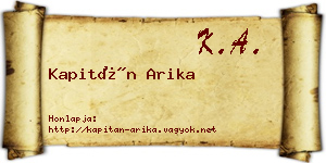 Kapitán Arika névjegykártya